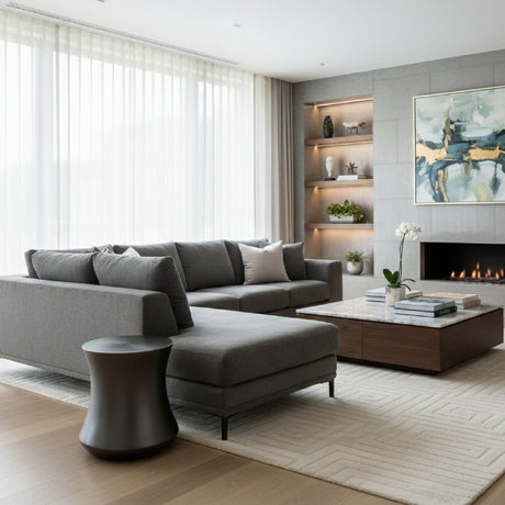   Antique Gray Fiberglass End Table | Oroa.com