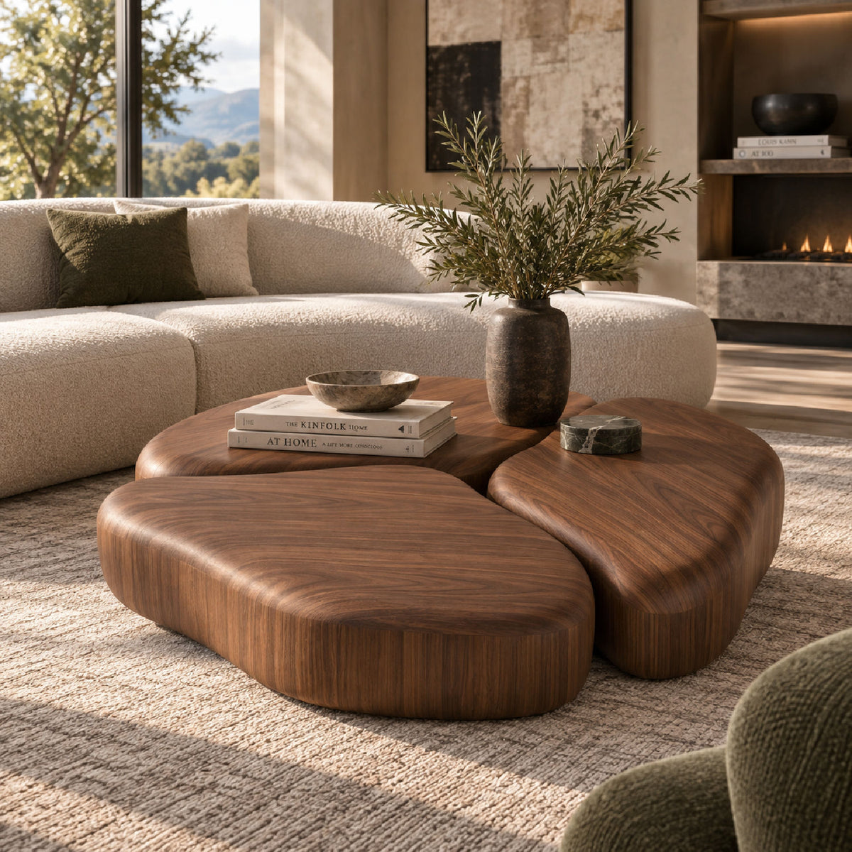 Walnut 3-Piece Coffee Table | OROA Modern Gimbal