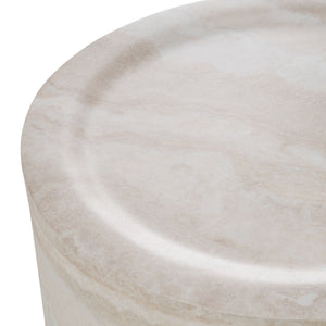 Round Travertine End Table | OROA Modern Cozad