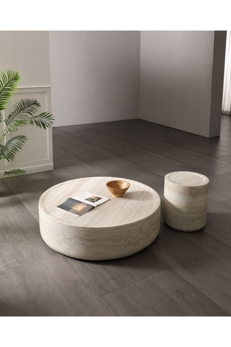 Round Travertine End Table | OROA Modern Cozad | Oroa.com