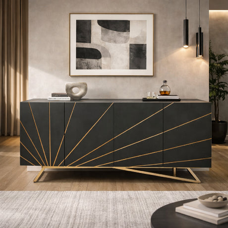   Rose Gold Inlaid 4-Door Sideboard | Oroa.com