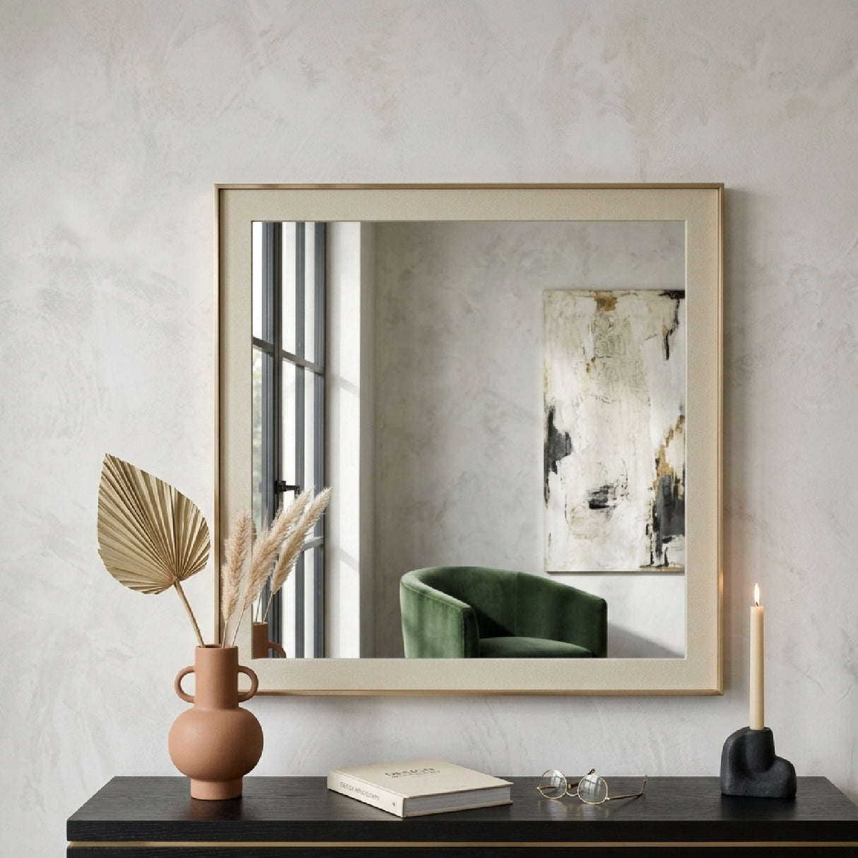   Beige Shagreen Mirror | Oroa.com