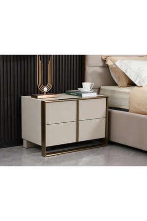 Beige Shagreen 2-Drawer Nightstand | OROA Modern Cartier | Oroa.com