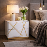 Gold Accent 2-Drawer Nightstand | OROA Modern Nixa