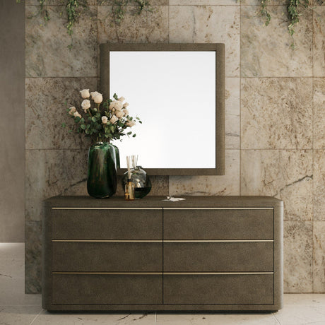   Beige Shagreen 6-Drawer Dresser | Oroa.com