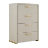 Beige Vegan Leather 4-Drawer Chest | OROA Modern Florence