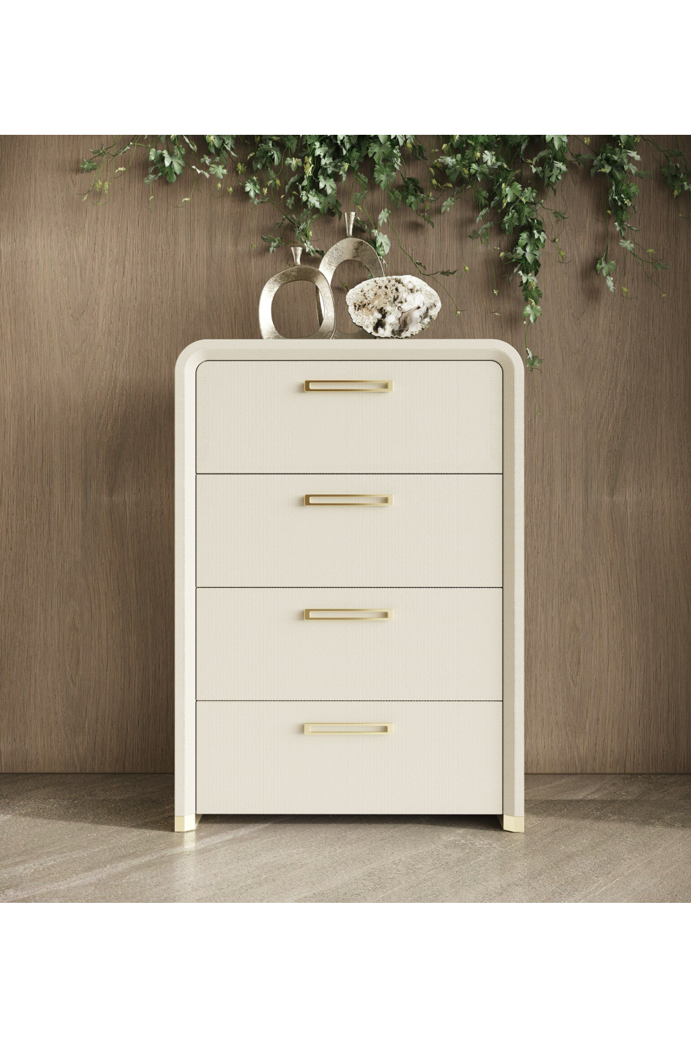 Beige Leatherette 4-Drawer Chest | OROA Modern Florence | Oroa.com