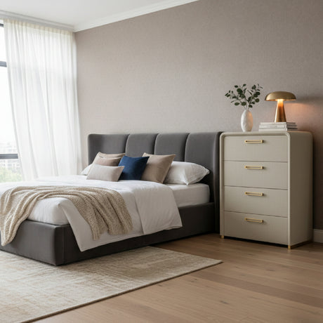 Beige Vegan Leather 4-Drawer Chest | OROA Modern Florence | Oroa.com