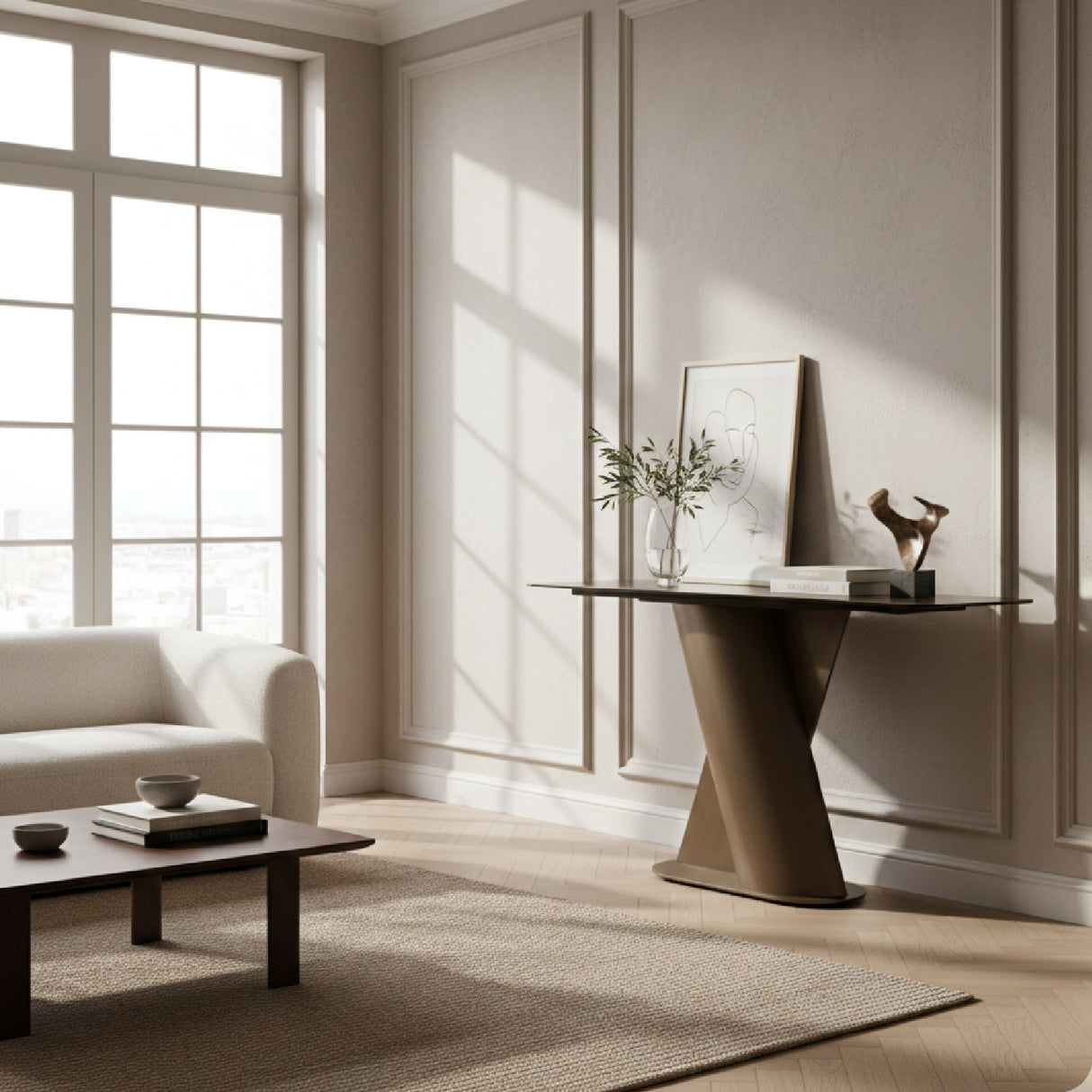   Travertine Bronze Console Table | Oroa.com