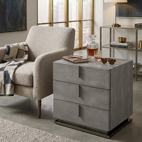   Gray Crackle 3-Drawer Nightstand | Oroa.com