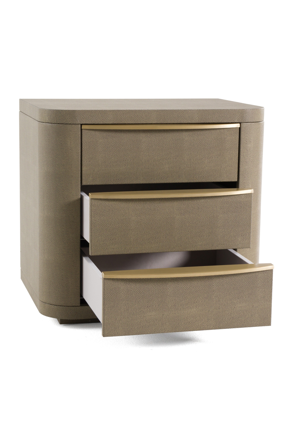 Beige Shagreen 3-Drawer Nightstand | OROA Modern Lois | Oroa.com