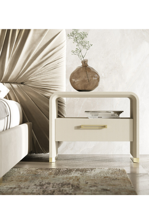 Beige Leatherette Nightstand | OROA Modern Florence | Oroa.com