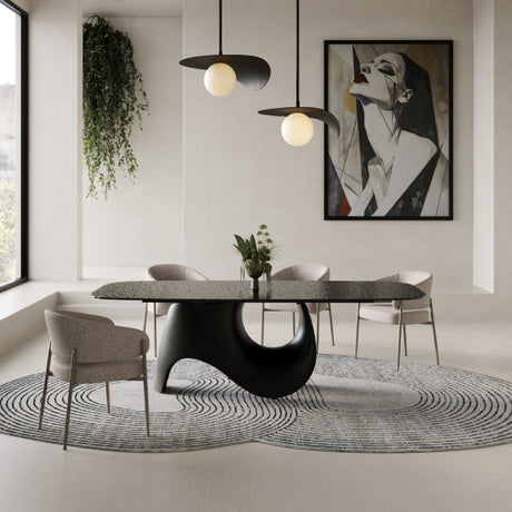 Gray Wave Glass Dining Table | OROA Modern Neptune