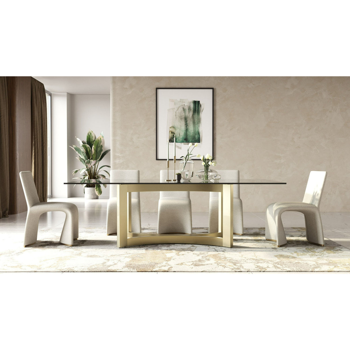 Brushed Brass Base Dining Table | OROA Modern Mingus
