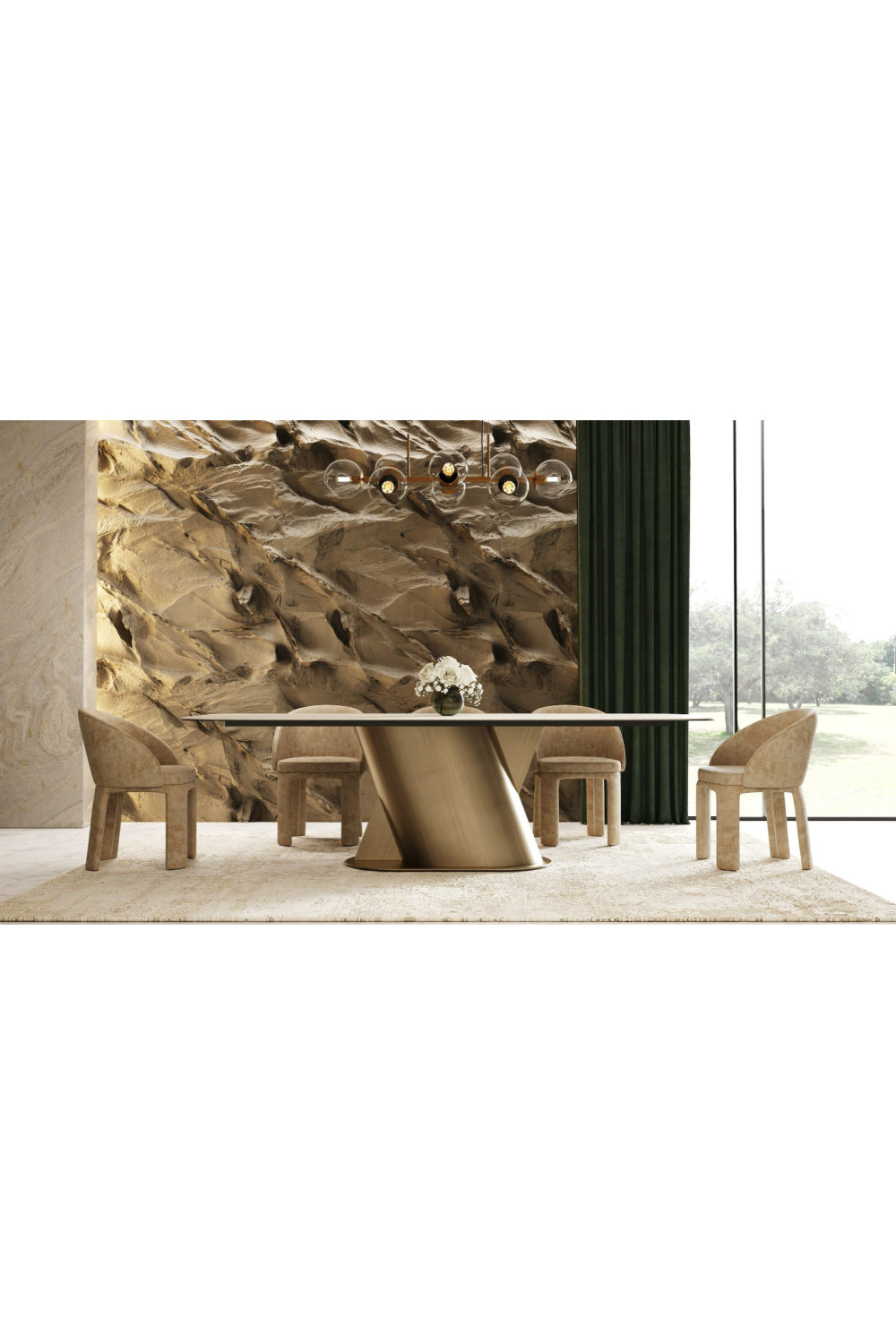 Travertine-Look Finish Dining Table | OROA Modern Kiefer | Oroa.com