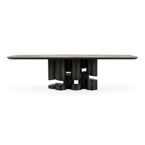 Modern European furniture - Gray Brass Oval Dining Table - www.oroa.com