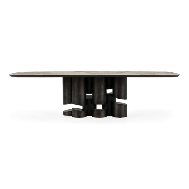 Modern European furniture - Gray Brass Oval Dining Table - www.oroa.com