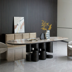   Modern European furniture - Gray Brass Oval Dining Table - www.oroa.com | Oroa.com