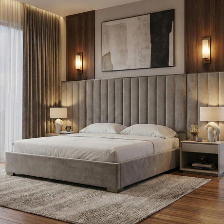 Gray Panel Headboard Queen Bed | OROA Modern Buckley | Oroa.com