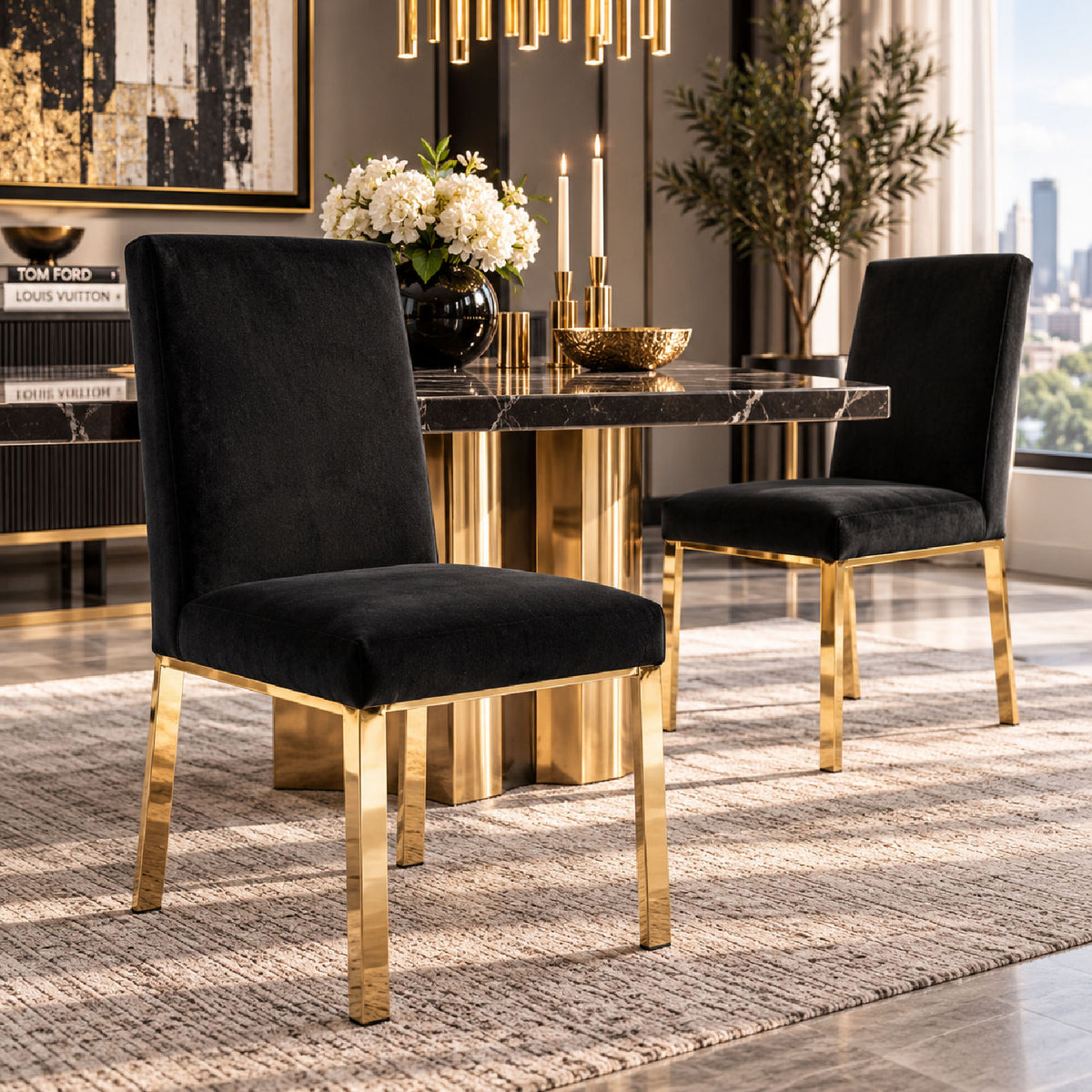 Velvet Dining Chairs (2) | OROA Modern Reba