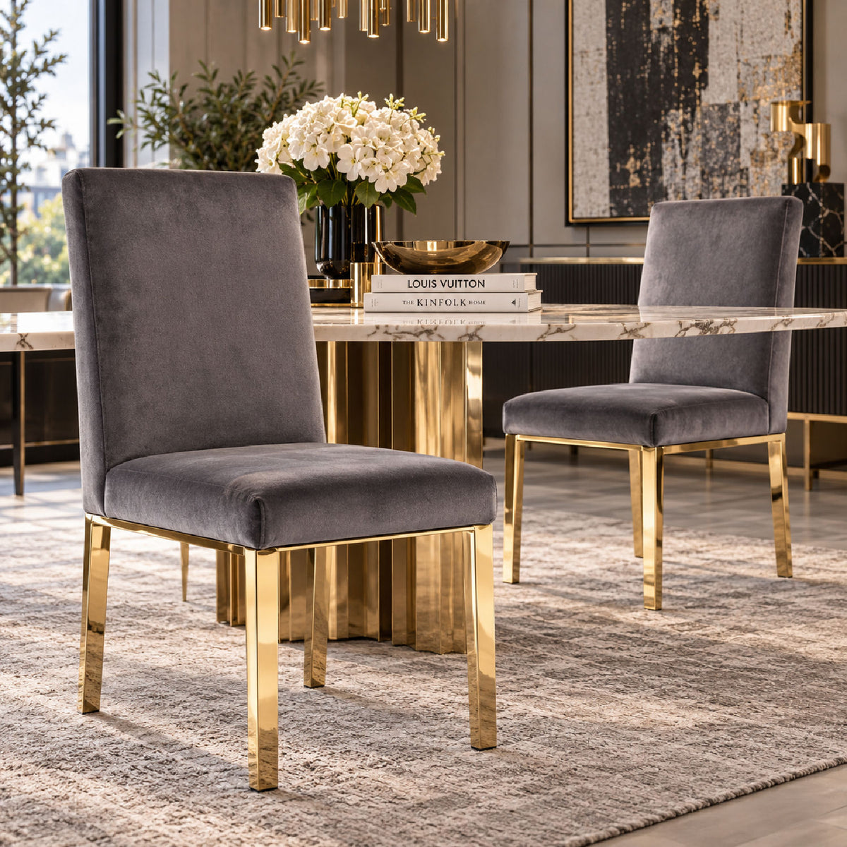 Velvet Dining Chairs (2) | OROA Modern Reba