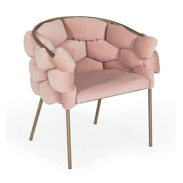 Modern European furniture - Hexagonal-Padded Pink Velvet Dining Chair - www.oroa.com
