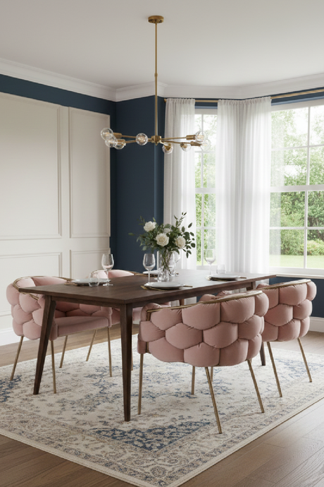 Hexagonal-Padded Pink Velvet Dining Chair | OROA Modern Debra | Oroa.com