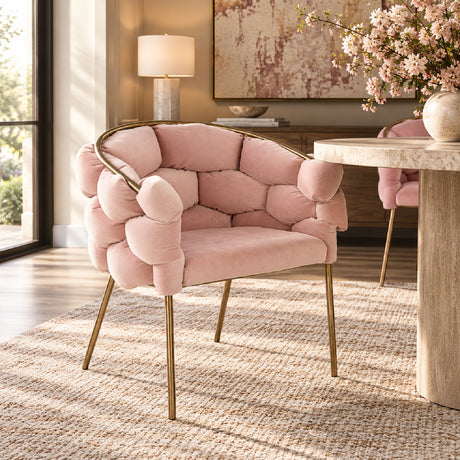 Modern European furniture - Hexagonal-Padded Pink Velvet Dining Chair - www.oroa.com