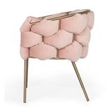 Modern European furniture - Hexagonal-Padded Pink Velvet Dining Chair - www.oroa.com