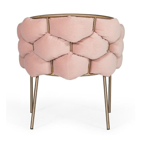 Modern European furniture - Hexagonal-Padded Pink Velvet Dining Chair - www.oroa.com