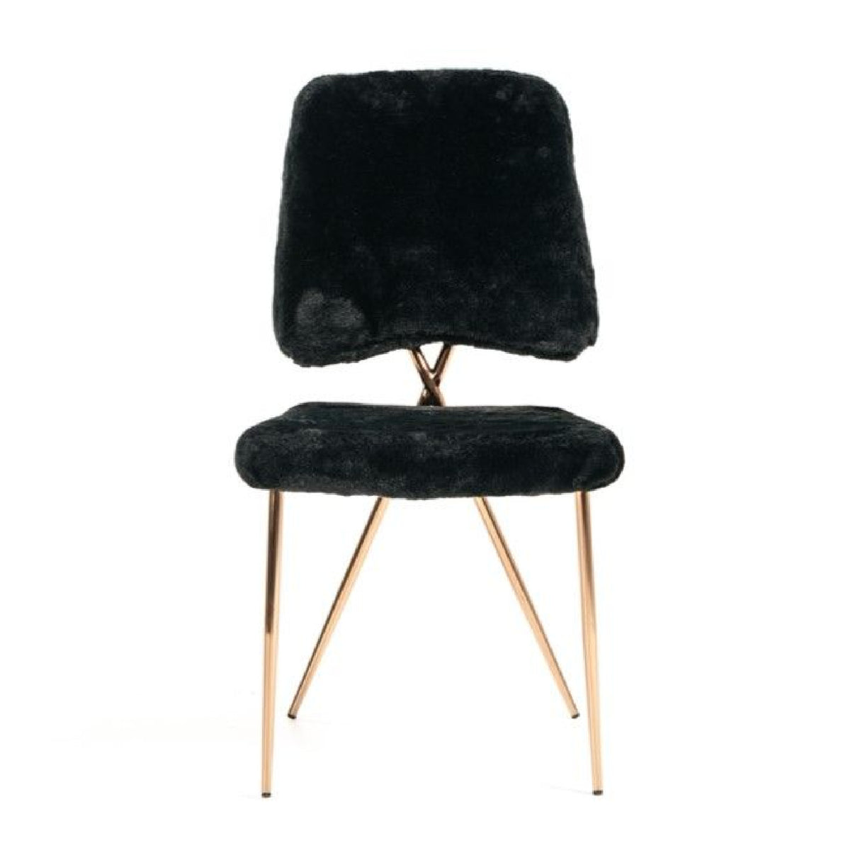 Black Fur Look Dining Chairs (2) | OROA Modern Candace