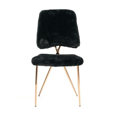 Modern European furniture - Black Fur Look Dining Chairs (2) - www.oroa.com