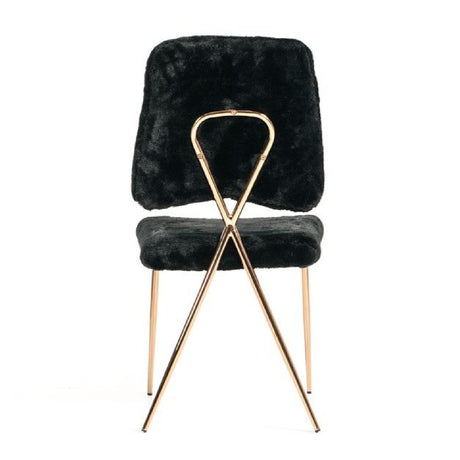 Modern European furniture - Black Fur Look Dining Chairs (2) - www.oroa.com