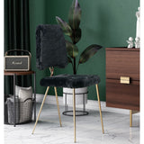 Black Fur Look Dining Chairs (2) | OROA Modern Candace