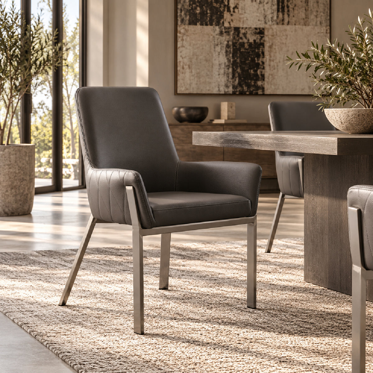 Modern European furniture - Bonded Leather Dining Armchair  - www.oroa.com