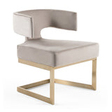White Velvet Cantilevered Dining Chair | OROA Modern Calvo