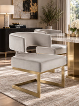 White Velvet Cantilevered Dining Chair | OROA Modern Calvo