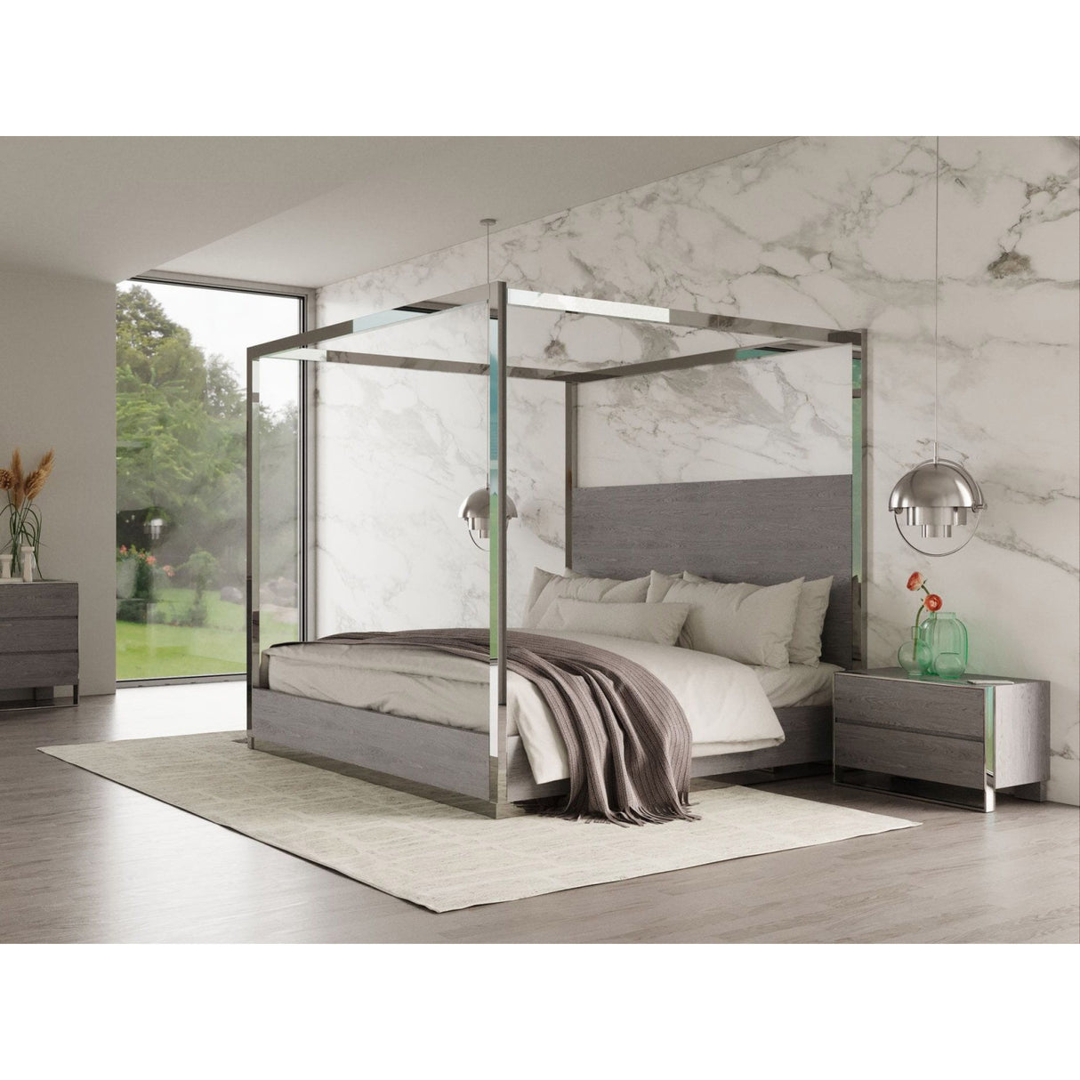 Gray Elm 4-Poster King Bed | OROA Modern Arlene