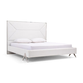 Modern European furniture - White Vegan Leather Bed - www.oroa.com