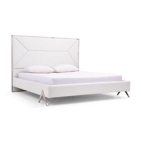 Modern European furniture - White Vegan Leather Bed - www.oroa.com