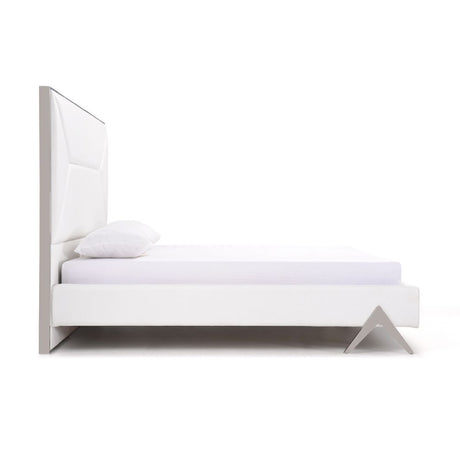 Modern European furniture - White Vegan Leather Bed - www.oroa.com
