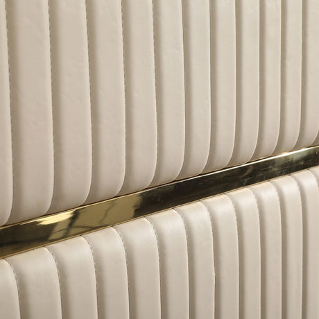 Modern European furniture - 
Beige Bonded Leather Bed - www.oroa.com