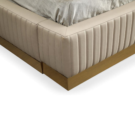 Modern European furniture - 
Beige Bonded Leather Bed - www.oroa.com
