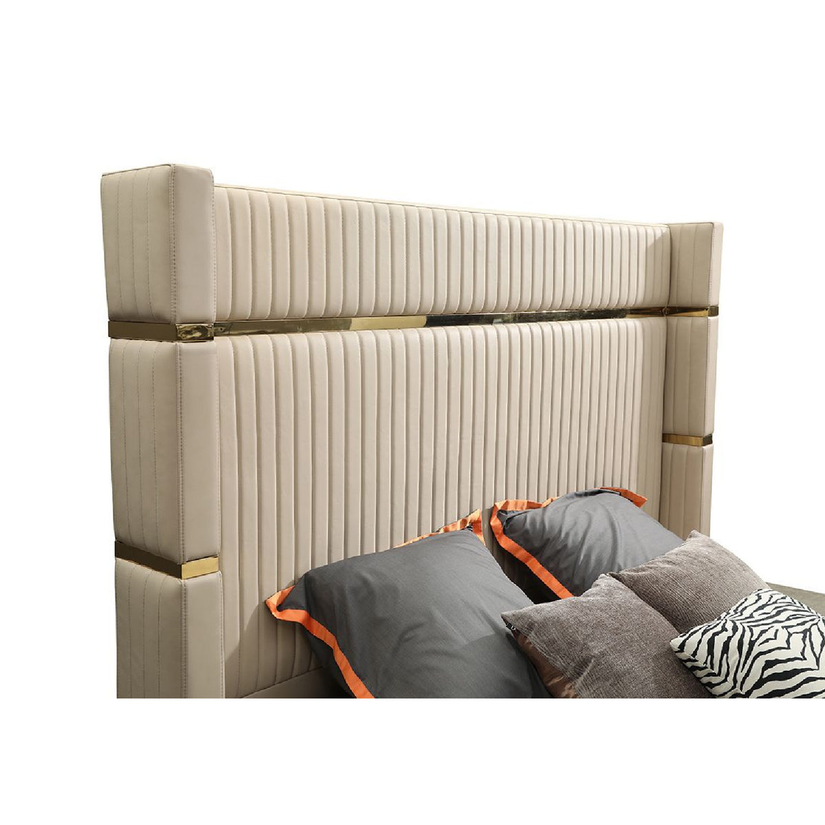 Modern European furniture - 
Beige Bonded Leather Bed - www.oroa.com