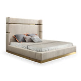Modern European furniture - 
Beige Bonded Leather Bed - www.oroa.com