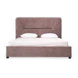 Pleated Gray Velvet Eastern King Bed | OROA Modern Duke