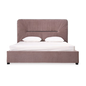 Pleated Gray Velvet Eastern King Bed - OROA Modern Duke - view 1