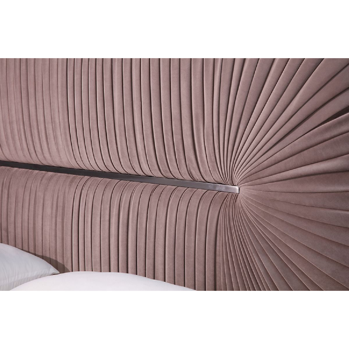 Pleated Gray Velvet Eastern King Bed | OROA Modern Duke