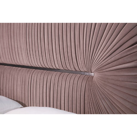 Pleated Gray Velvet Eastern King Bed | OROA Modern Duke