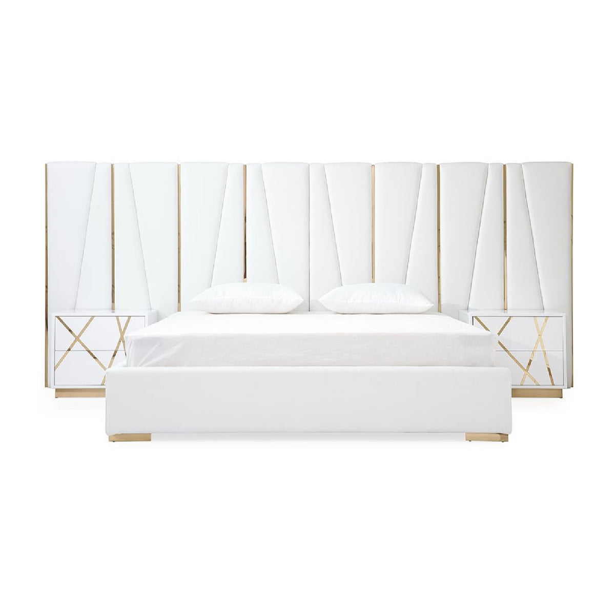 White Bonded Leather Eastern King Bed | OROA Modern Nixa